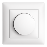 Immagine del prodotto di un dimmer universale rotativo a LED di colore bianco. Design: EDIZIOdue