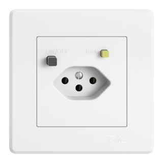 Produktabbildung einer Fehlerstromschutz-Steckdose in weiss von Feller