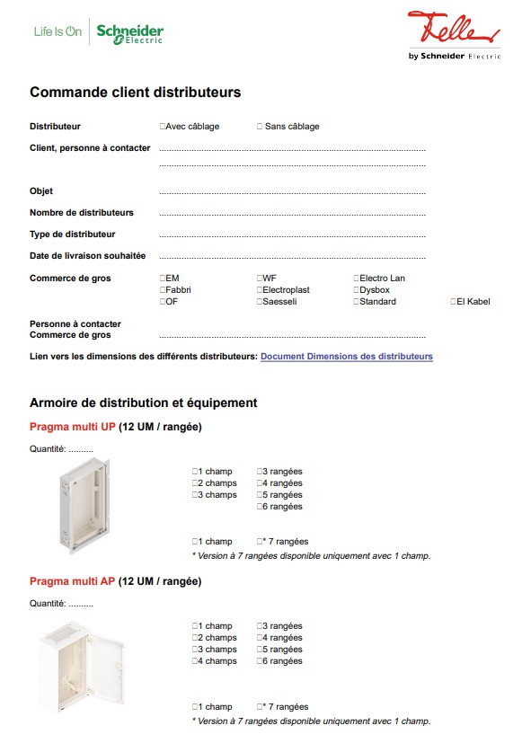 Formulaire de commande
