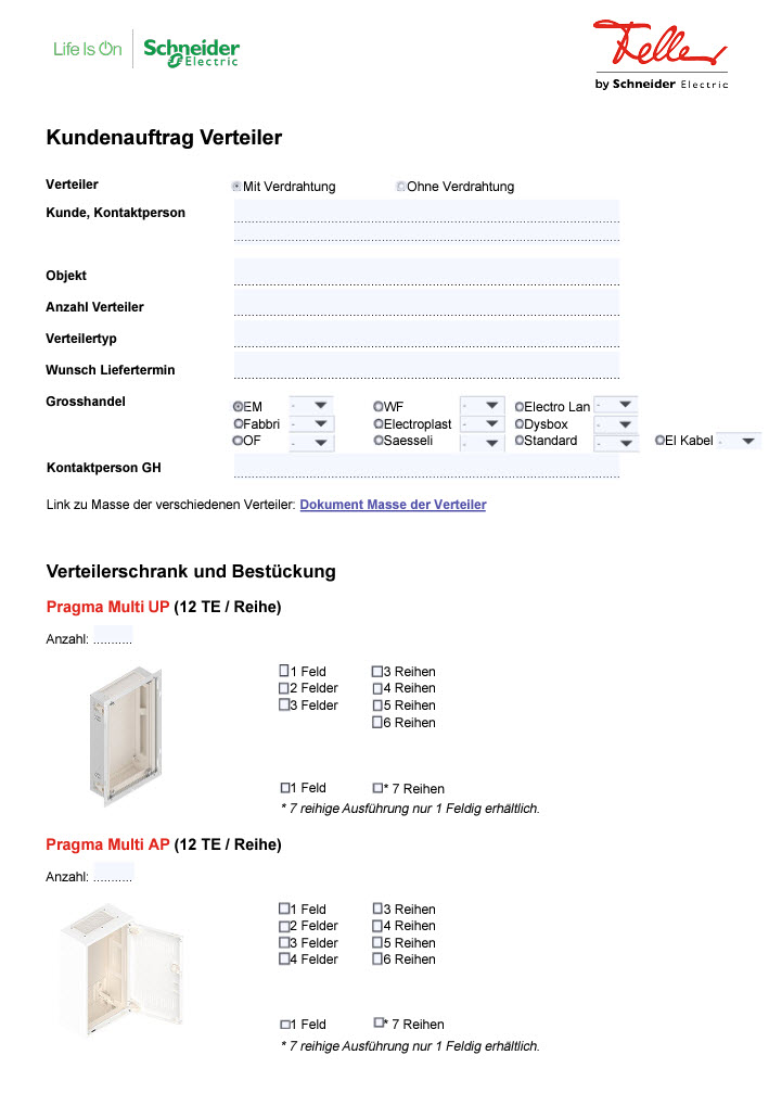 Bestellformular Verteiler
