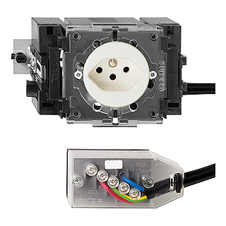 Prises incorporées en canal. JK en noir